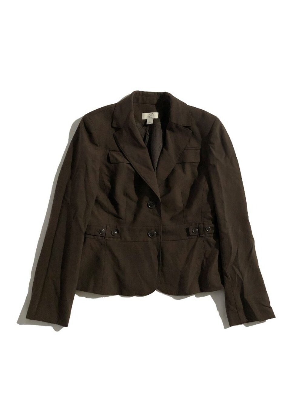 Ann Taylor LOFT Blazer Womens Size 6P Brown Classic Notch Lapels Tailored Waist